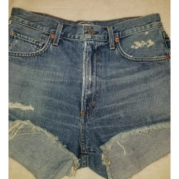 New Citizens Of Humanity‎ Shorts Womens 27 Blue Frayed Hem Danielle Cut Off NWOT - Picture 4 of 11